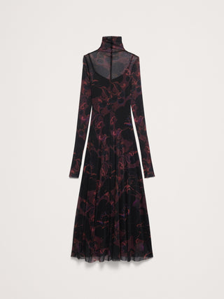 Mesh Long-Sleeve Maxi Dress.