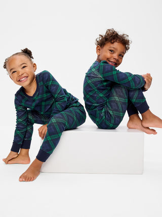 Conjunto de pijama de ajuste ceñido 100% algodón estampado para niños pequeños y bebés.