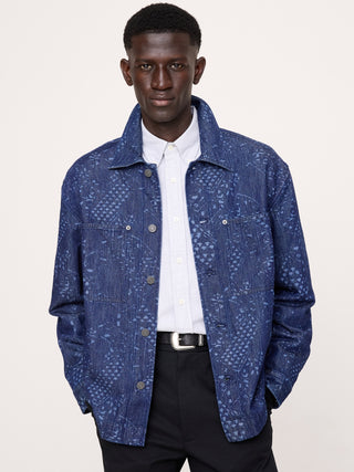 Relaxed-Fit Italian Printed Denim Overshirt.