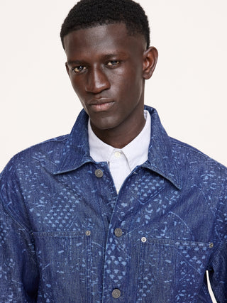 Relaxed-Fit Italian Printed Denim Overshirt.