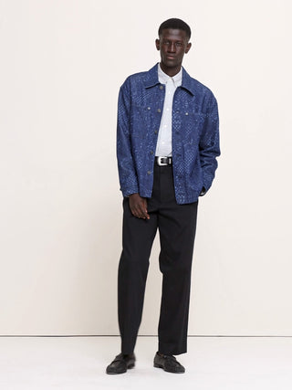Relaxed-Fit Italian Printed Denim Overshirt.