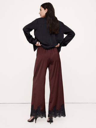 Stretch-Satin Lace-Trim Pull-On Pant.