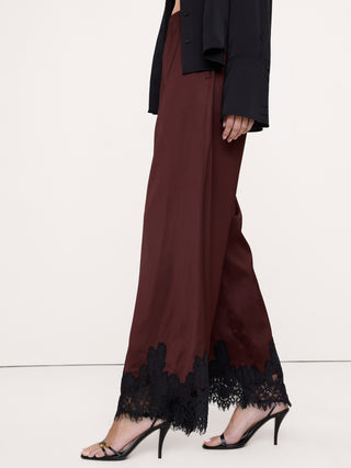 Stretch-Satin Lace-Trim Pull-On Pant.
