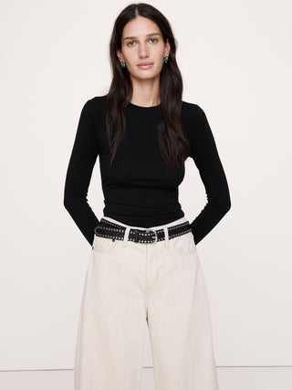 Luxe Wool-Blend Crew-Neck Top.