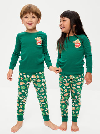Conjunto de pijama de ajuste ceñido 100% algodón estampado para niños pequeños y bebés.