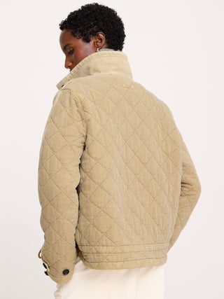 Quilted Cotton-Linen Utility Jacket.