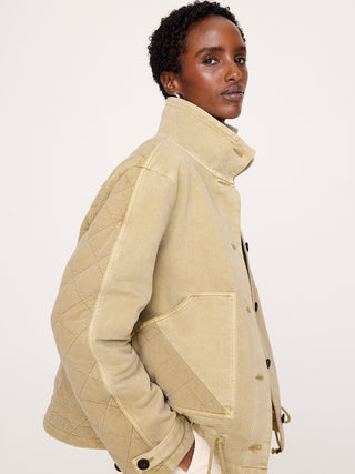 Quilted Cotton-Linen Utility Jacket.