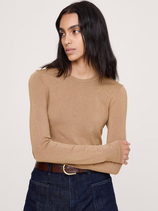Luxe Wool-Blend Crew-Neck Top.