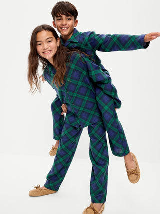 Conjunto de pantalón de pijama unisex de franela estampado para niños.