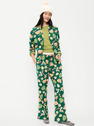 Conjunto de pantalón de pijama de franela estampado de mujer.