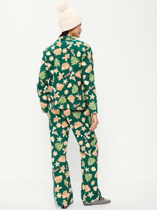 Conjunto de pantalón de pijama de franela estampado de mujer.