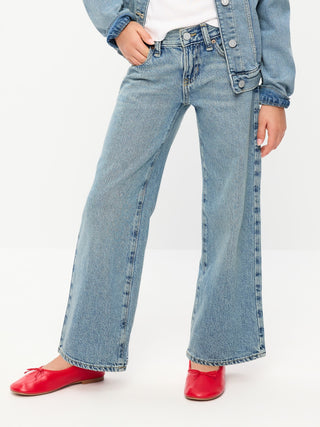 Jeans holgados de tiro bajo y pierna ancha para niñas.