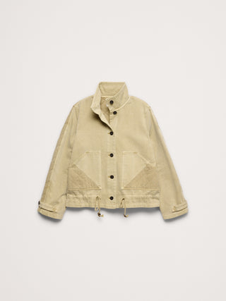 Quilted Cotton-Linen Utility Jacket.
