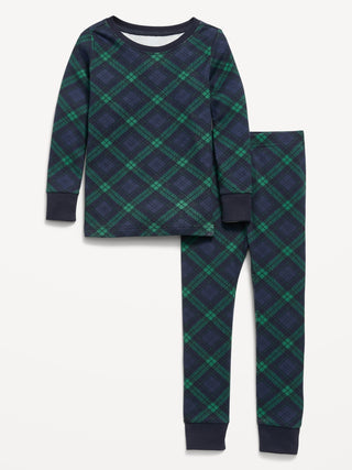 Conjunto de pijama de ajuste ceñido 100% algodón estampado para niños pequeños y bebés.