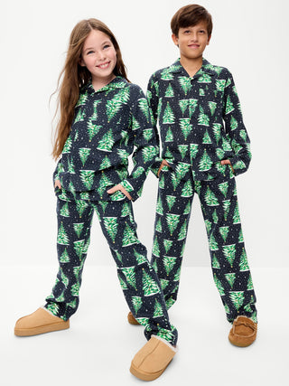 Conjunto de pantalón de pijama unisex de franela estampado para niños.