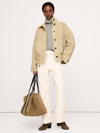 Quilted Cotton-Linen Utility Jacket.