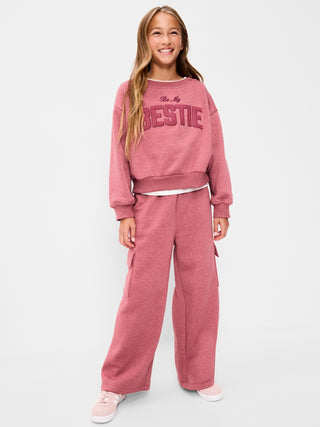 Pantalones cargo deportivos super holgados de pierna ancha para niñas.