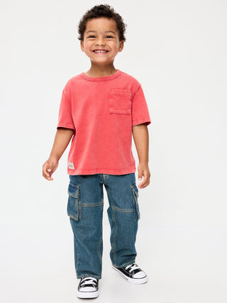 Jeans cargo super holgados de pierna de barril para niños pequeños.
