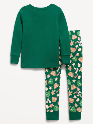 Conjunto de pijama de ajuste ceñido 100% algodón estampado para niños pequeños y bebés.