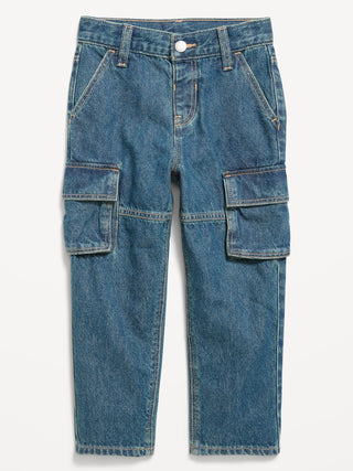 Jeans cargo super holgados de pierna de barril para niños pequeños.