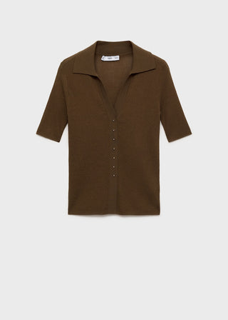 Cárdigan Manga Corta con Cuello Camisero