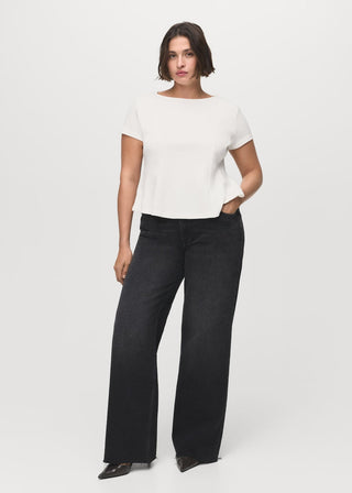 Camiseta Corte Peplum de Algodón