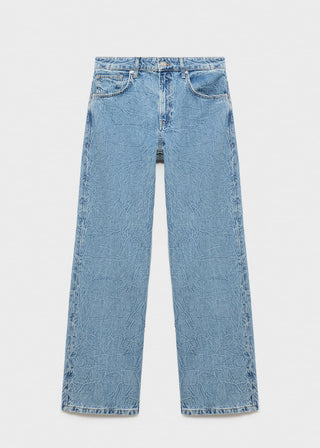 Jeans Corte Recto Efecto Arrugado