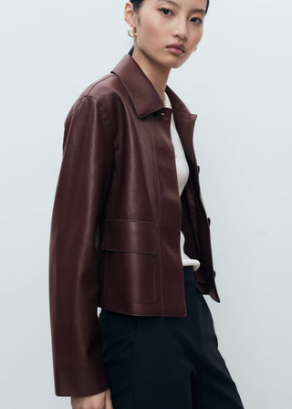Chaqueta Efecto Piel con Bolsillos