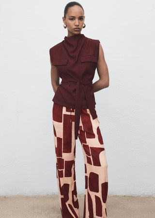 Pantalón Recto Estampado Geométrico