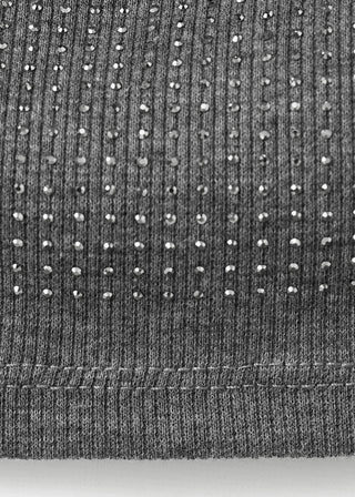 Blusa Drapeada con Detalle Diamantes