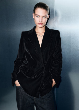 Chaqueta Cruzada con Tejido Terciopelo