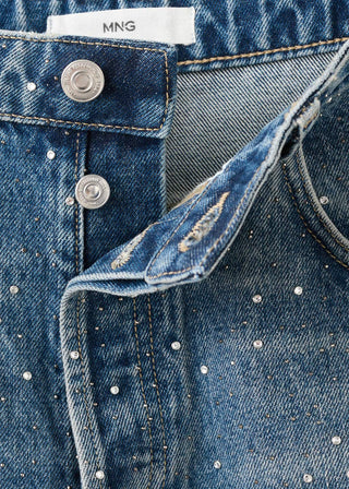 Jeans Wide Leg con Detalle Lentejuelas