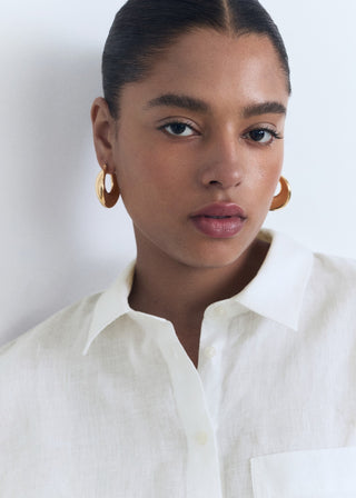 Camisa Manga Larga con Bolsillo de Lino