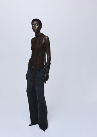 Blusa Efecto Fular con Brillos