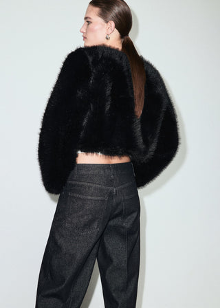 Chaqueta Crop Efecto Pelo