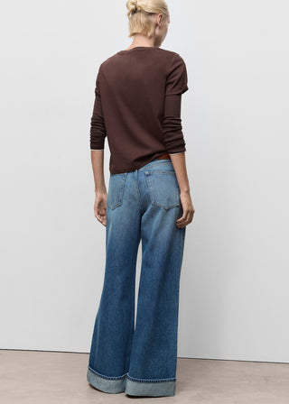 Jeans Wide Leg Talle Medio con Bolsillos