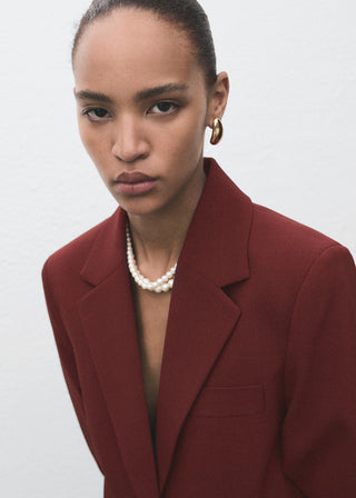 Blazer Recta con Solapa y Bolsillos