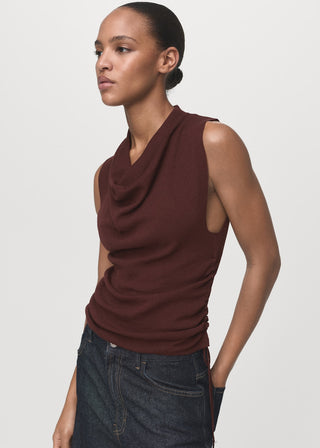 Blusa sin Mangas con Escote Drapeado