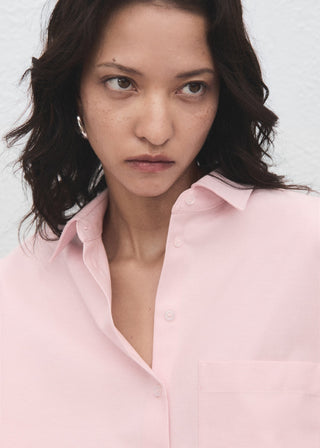 Camisa Oversize Manga Larga con Bolsillo