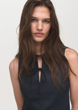 Blusa Efecto Denim con Lazo