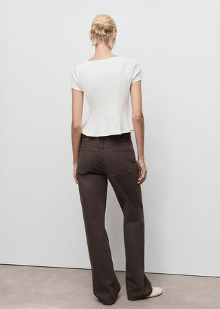 Camiseta Corte Peplum de Algodón