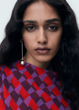 Blusa Estampada con Cuello Drapeado