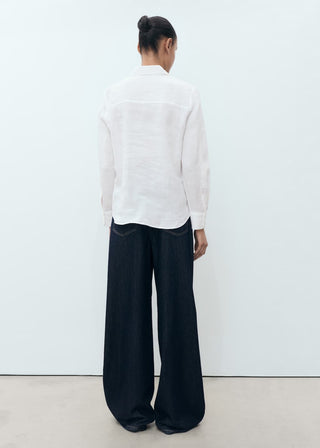 Camisa Manga Larga con Bolsillo de Lino