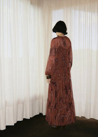 Vestido Manga Larga con Estampado Paisley