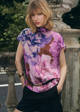 Blusa Manga Corta Estampado Floral