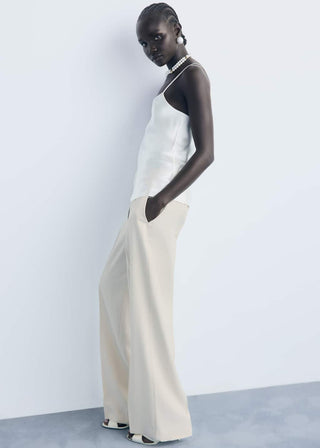 Pantalón Recto Talle Medio con Bolsillos