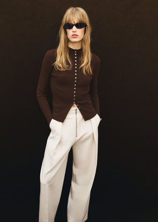 Cárdigan de Punto con Detalle Botones