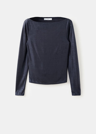 Camiseta Metalizada con Cuello Barco