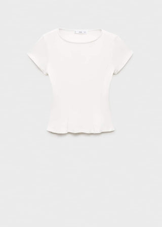 Camiseta Corte Peplum de Algodón