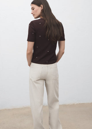 Sudadera Manga Corta con Detalle Tachuelas